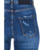 Worn Wash Denim Jeans with Multi-Pockets and Front Closure W27 US Women