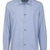 Blue Dot Pattern Long-Sleeved Cotton Shirt by Fred Mello M Men