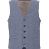 Abstract Motif Stitched Cotton Vest with Button Closure – L