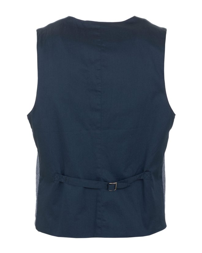 Abstract Motif Stitched Cotton Vest with Button Closure – L