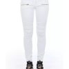 Stretch Denim Biker Jeans with Worn Wash and Multipockets 40 IT Women