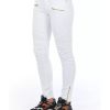 Stretch Denim Biker Jeans with Worn Wash and Multipockets 40 IT Women