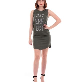 Army Green Logo Embellished Maxi Tank Dress