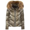 Imperfect Polyamide Short Down Jacket with Eco-Fur Hood S Women