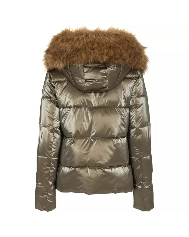 Imperfect Polyamide Short Down Jacket with Eco-Fur Hood S Women