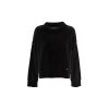 Wool Blend Crew Neck Sweater with Ribbed Details S Women