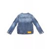 Round Neckline Denim Jacket with Metal Buttons and Contrast Stitching – L