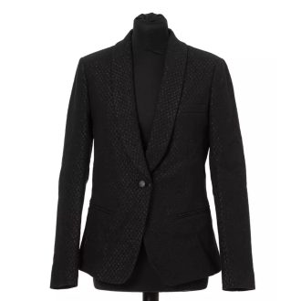 Lurex Detailed Fabric Jacket with Slim Cut and One Button Closure