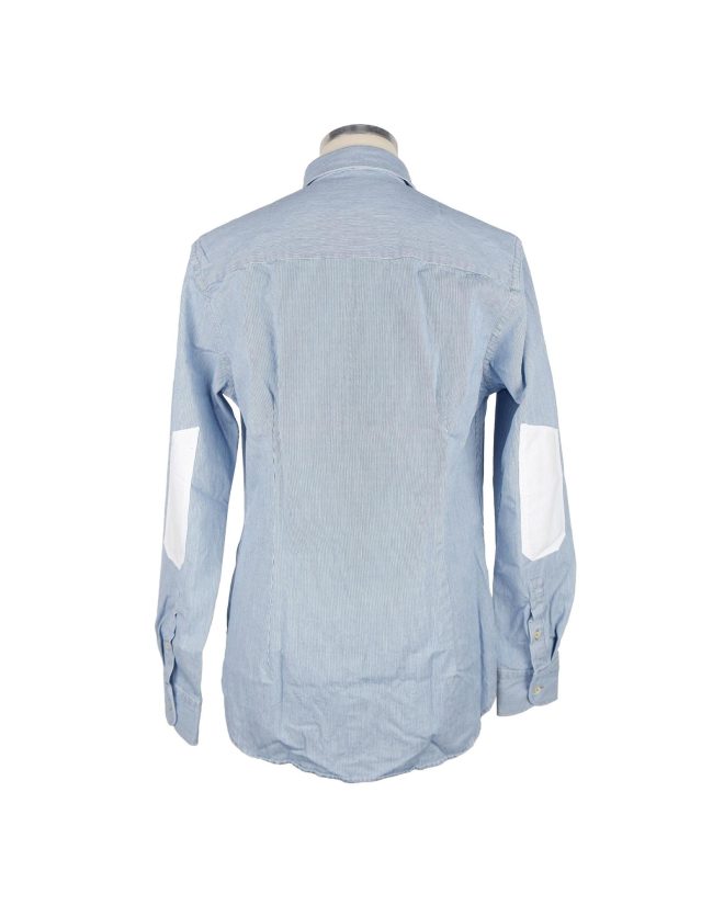 Blue Striped Cotton Shirt with Long Sleeves – S