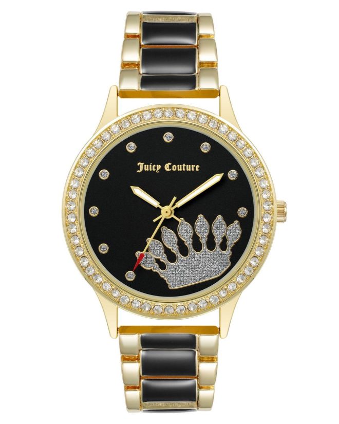 Gold Fashion Analog Watch with Rhine Stone Facing One Size Women