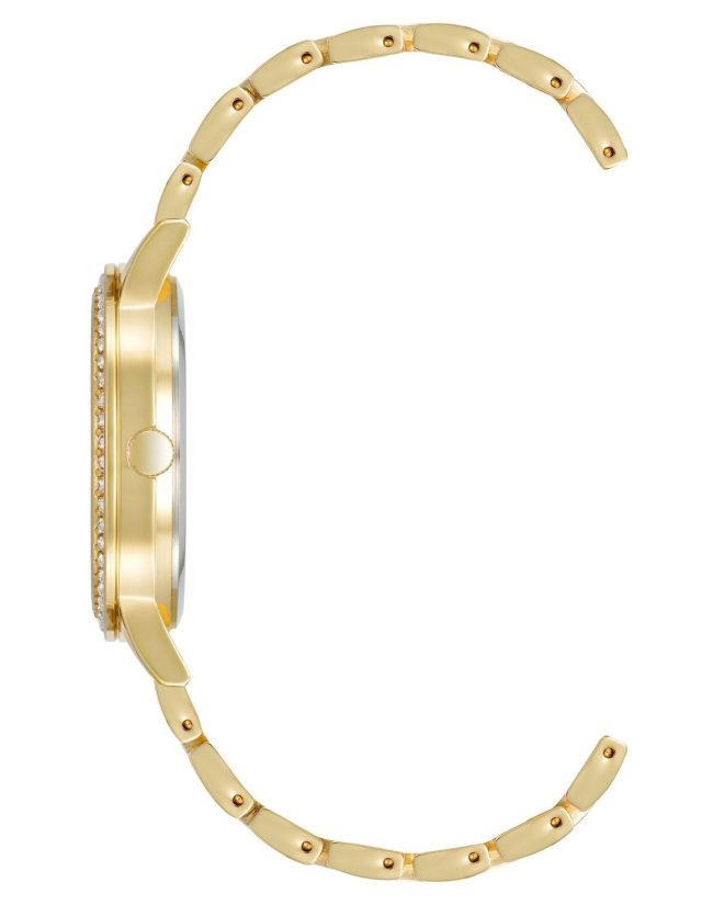 Gold Fashion Analog Watch with Rhine Stone Facing One Size Women