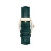 Gold Fashion Analog Watch with Rhine Stone Facing and Green Leatherette Strap One Size Women