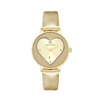 Gold Fashion Analog Watch with Rhine Stone Facing One Size Women