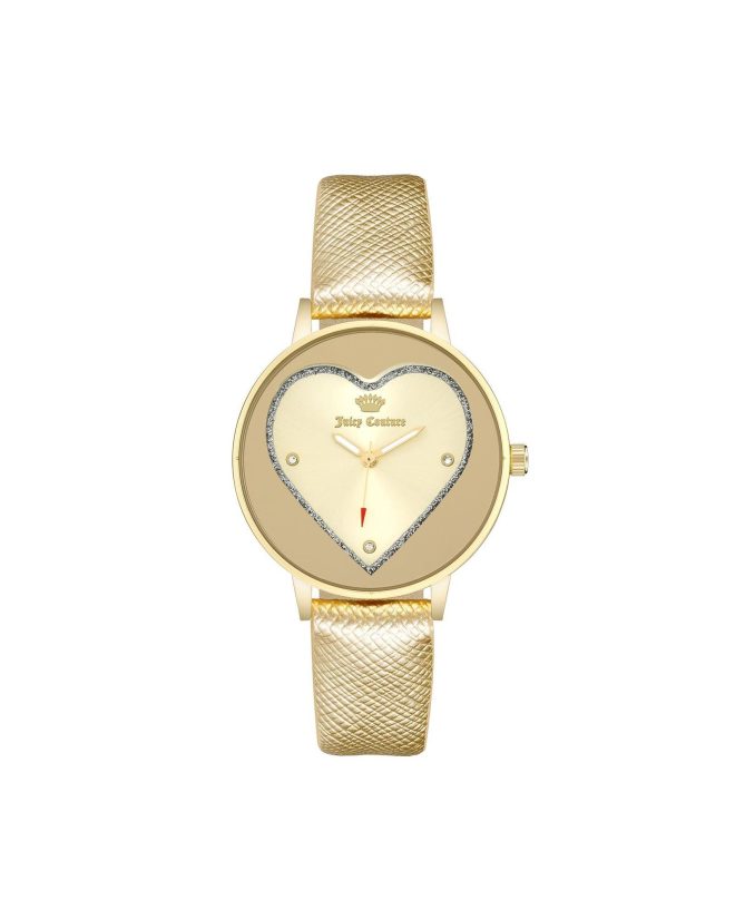 Gold Fashion Analog Watch with Rhine Stone Facing One Size Women