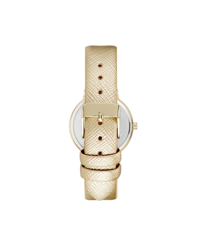 Gold Fashion Analog Watch with Rhine Stone Facing One Size Women