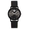 Black Leatherette Analog Fashion Watch with Pin Buckle Closure One Size Women