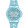 Blue Analog Fashion Watch with Rhine Stone Facing and Pin Buckle Closure One Size Women