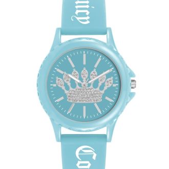 Blue Analog Fashion Watch with Rhine Stone Facing and Pin Buckle Closure One Size Women