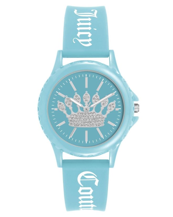 Blue Analog Fashion Watch with Rhine Stone Facing and Pin Buckle Closure One Size Women