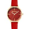 Gold Fashion Analog Quartz Womens Watch with Red Leatherette Strap One Size Women