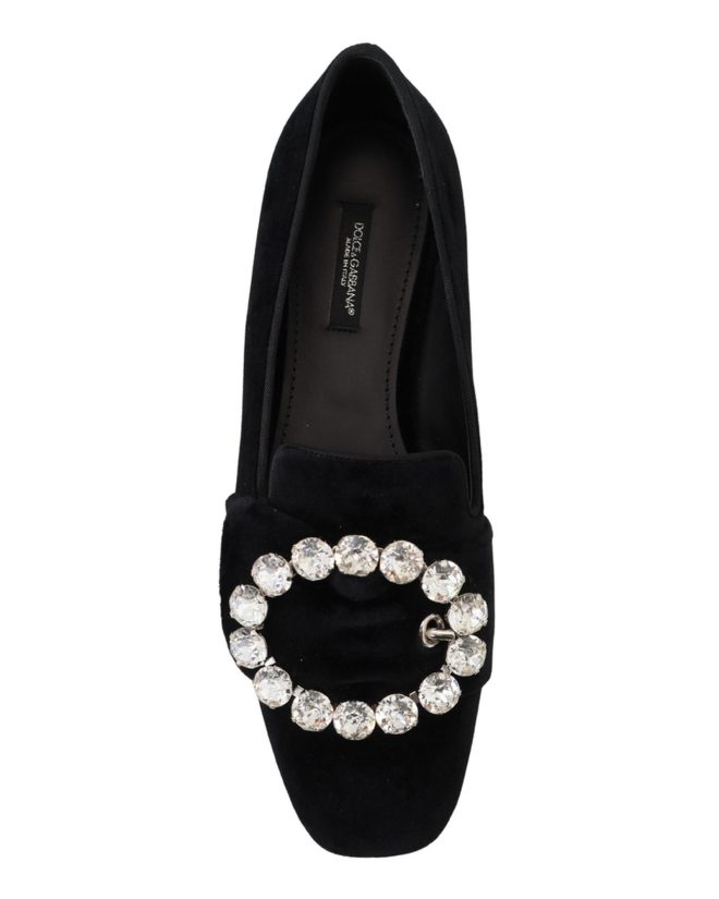 Black Crystal-Embellished Dolce & Gabbana Loafers 37.5 EU Women