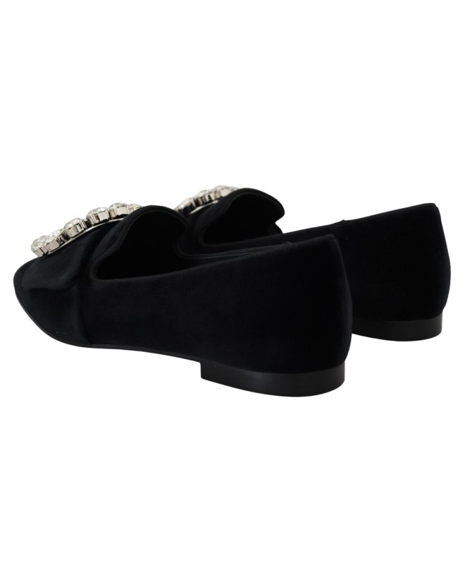 Black Crystal-Embellished Dolce & Gabbana Loafers 37.5 EU Women