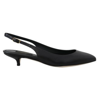 Slingbacks Heels Pumps with Buckle Closure and Logo Details