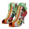 Floral Print Open Toe Jersey Shoes 37 EU Women