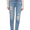 Denim Jeans with Beaded Front and Worn Effect W28 US Women