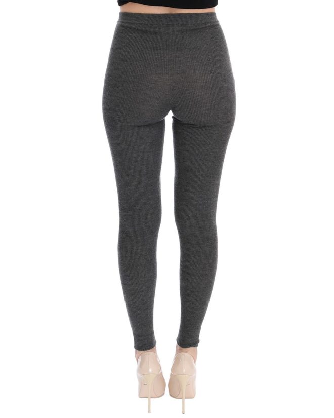 High Waist Cashmere Tights Pants with Logo Details Women – 44 IT