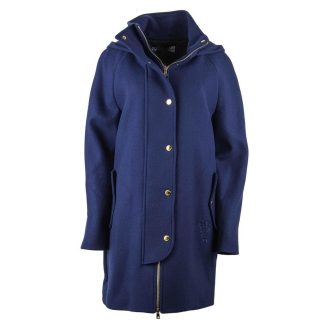 Blue Love Moschino Coat with Hood and Golden Button Closure