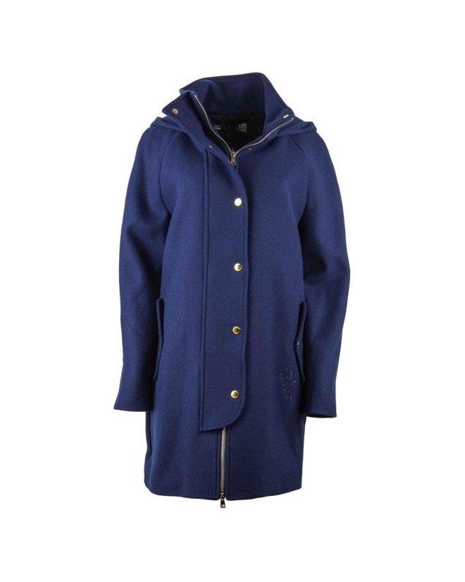 Blue Love Moschino Coat with Hood and Golden Button Closure – 42 IT