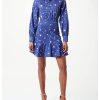 Abstract Print Shirt Collar Cotton Dress with Long Sleeves – 40 IT