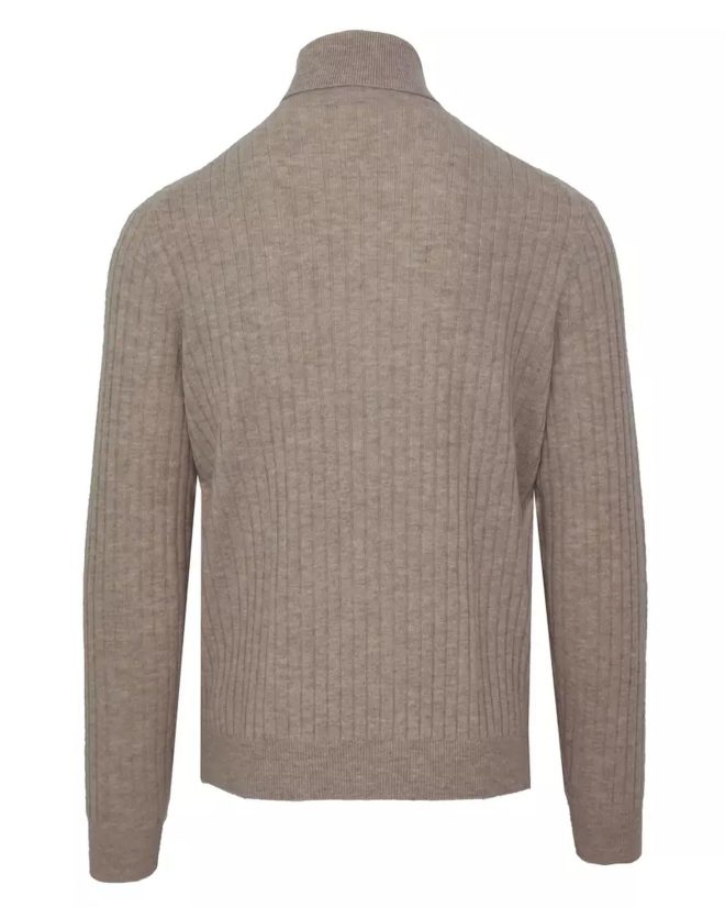 Cashmere Wool Blend Ribbed Turtleneck Sweater XL Men