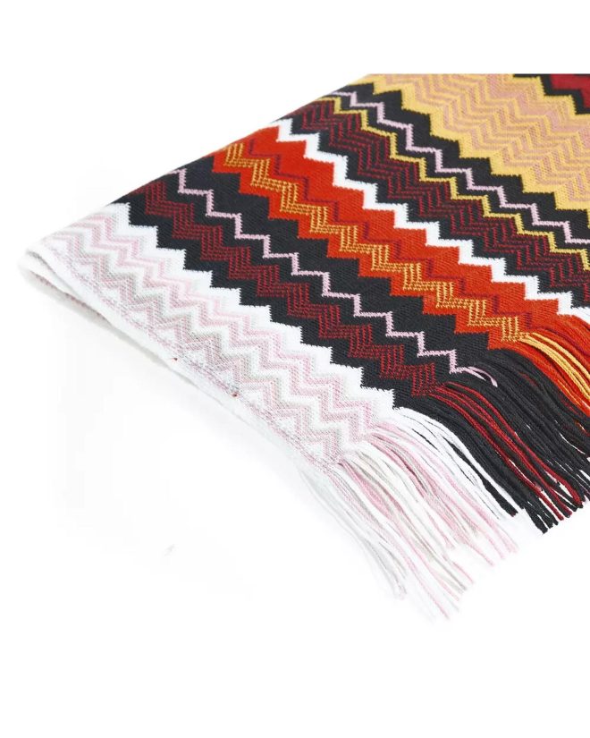 Geometric Pattern Fringed Scarf with Vibrant Colors One Size Women