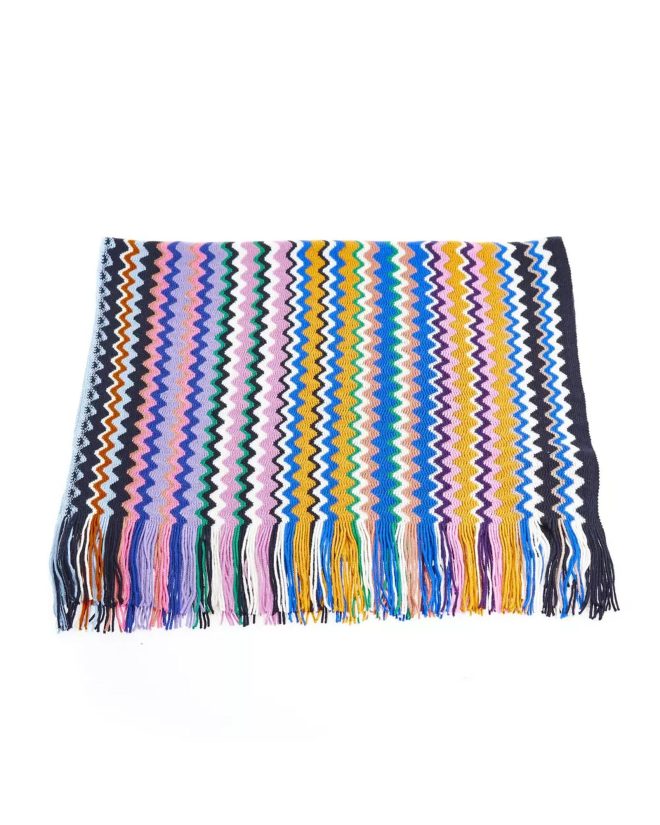 Geometric Pattern Fringed Scarf One Size Women