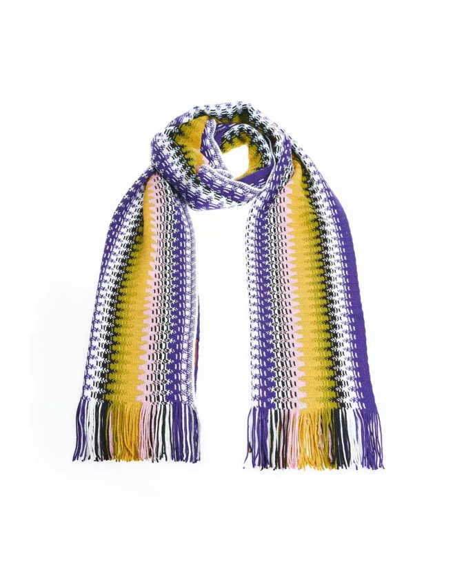 Geometric Pattern Fringed Scarf One Size Women