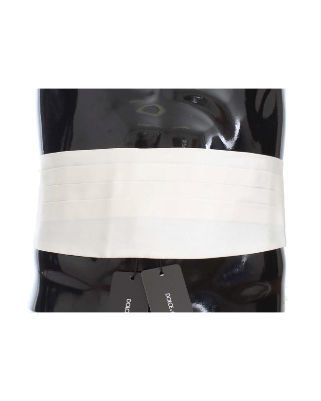 Exclusive Silk Cummerbund with Logo Details – White 44 IT Men