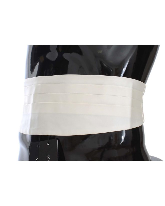 Exclusive Silk Cummerbund with Logo Details – White 44 IT Men