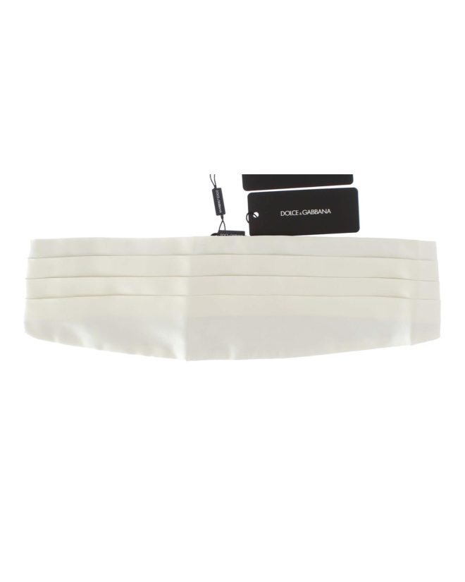 Exclusive Silk Cummerbund with Logo Details – White 44 IT Men