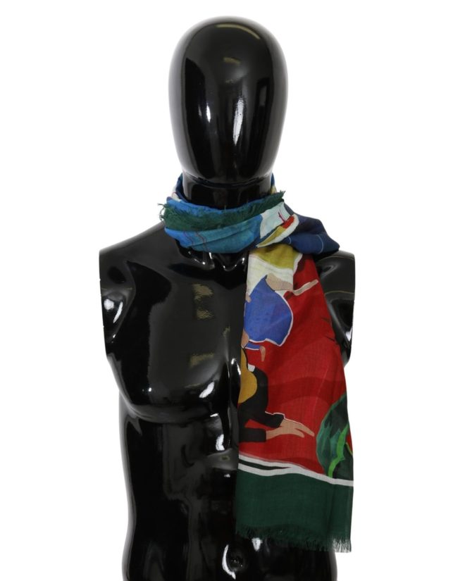 Dolce & Gabbana Mens Scarf – Multicolor Sorrento Print One Size Men