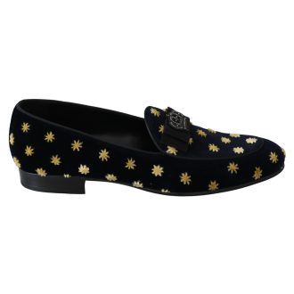 Velvet Loafers with Ricamo Embroidery and Crown Embellishment 39 EU Men