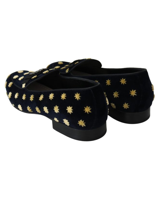 Velvet Loafers with Ricamo Embroidery and Crown Embellishment 39 EU Men