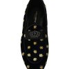 Velvet Loafers with Ricamo Embroidery and Crown Embellishment 39 EU Men