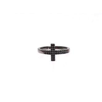 NIALAYA Sterling Silver Black CZ Ring