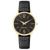 Black Stainless Steel Analog Quartz Watch with Leatherette Strap One Size Women