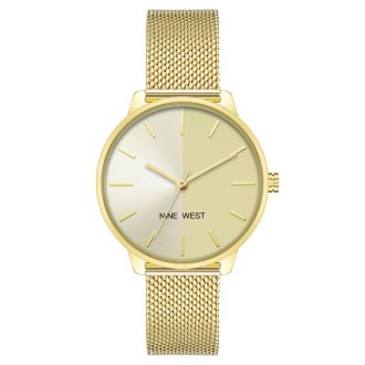 Gold Analog Bangle Watch with Dual Time Functions One Size Women