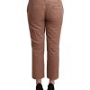 100% Authentic COSTUME NATIONAL Mid Waist Cotton Tapered Cropped Pants with Logo Details – 38 IT