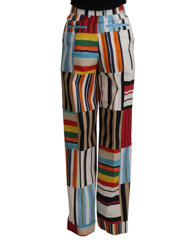 Dress High Waist Pants with Multicolor Stripes 36 IT Women