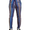 DOLCE & GABBANA Mens Slim Fit Blue Striped Trousers 46 IT Men